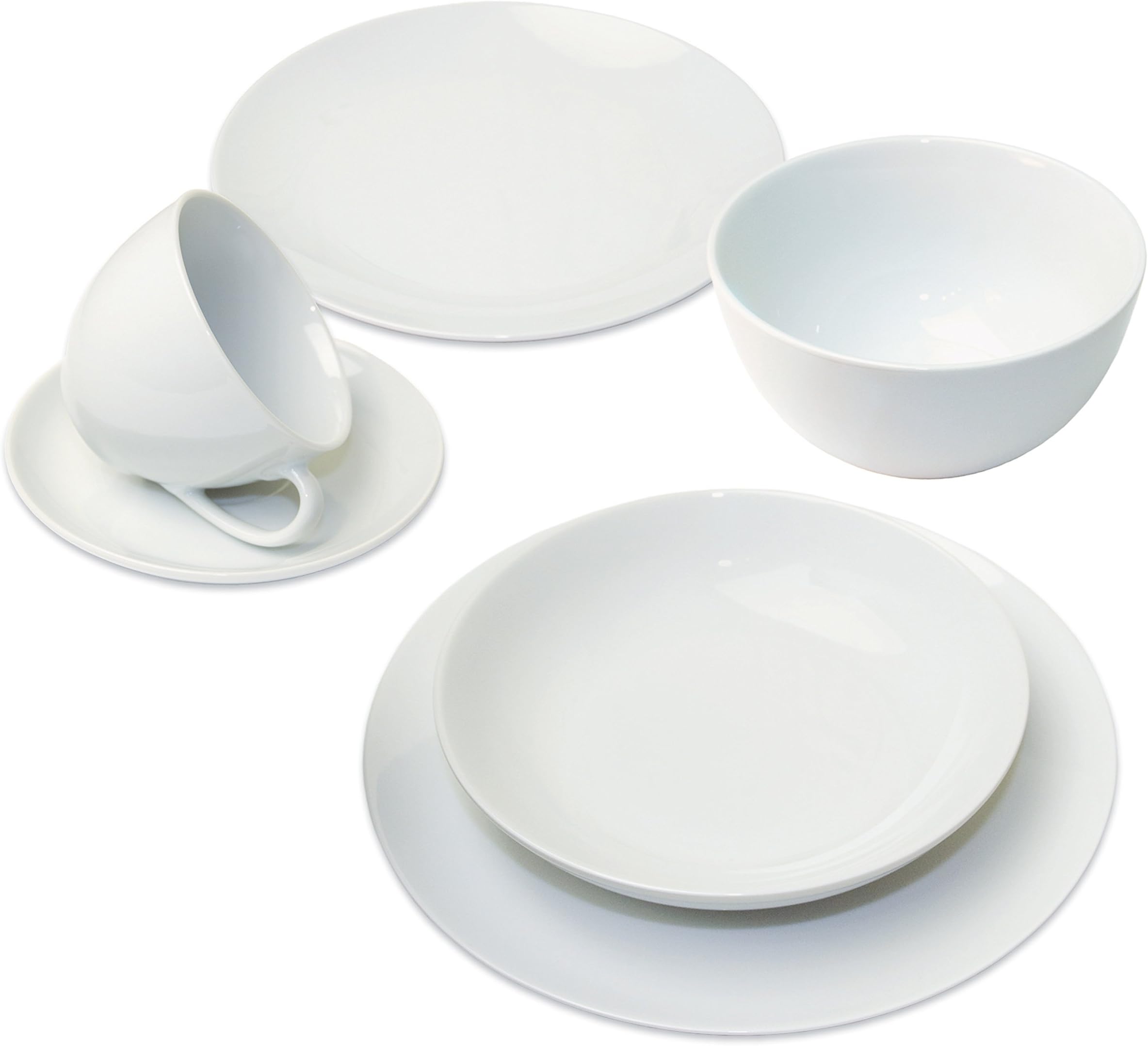 Arte Viva Nobile 115441 36-Piece Coffee and Dinner Service Porcelain White Designed by Matteo Fabrini