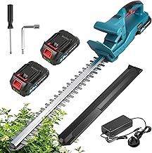 Yofidra Cordless Hedge Trimmer, 20" Cutting Length, 15mm Tooth Opening, Lightweight Electric Hedge Cutter with 2×2Ah Batteries, Dual SK5 Blades, for Trimming Hedges, Shrubs, Bushes