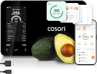COSORI Nutrilens Smart Nutrition Scale: AI Food Scanner, Calorie Macro Tracker, App Goals, Rechargeable 11lb/5kg