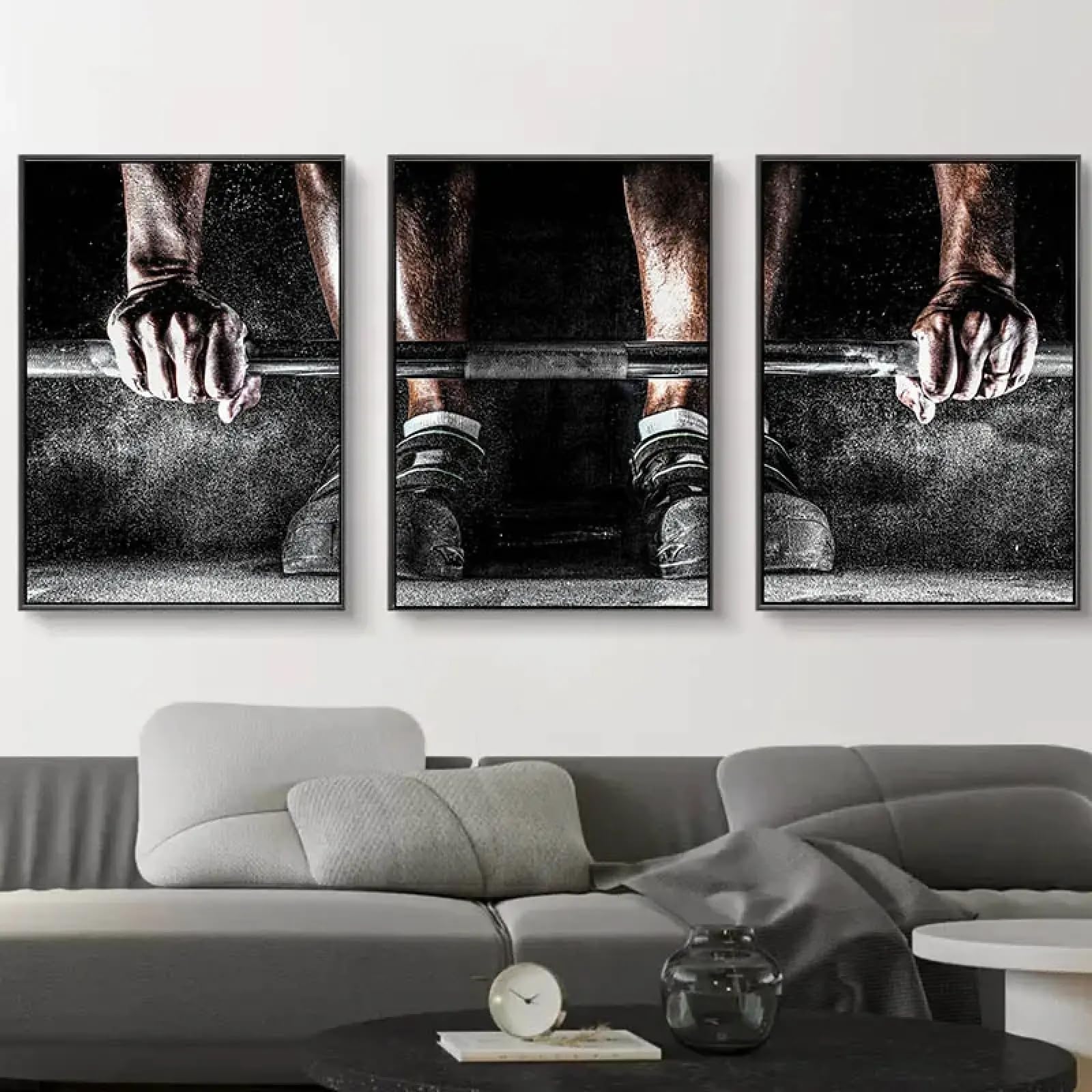 Affiche Halterophilie et Musculation TONGYINLI Toile Sport 70x100cm Set de 3 Cadres Deco Gym