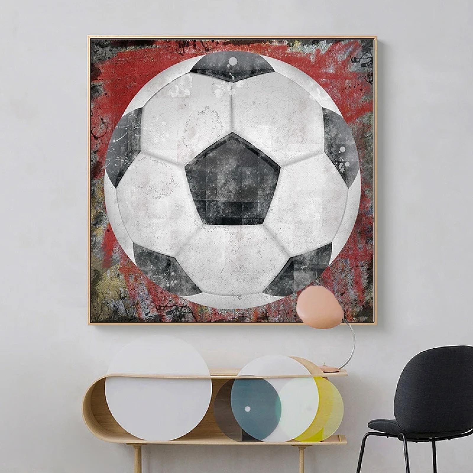 XINBAO Póster de arte callejero con diseño de balón de fútbol, pintura en lienzo motivacional, impresión de balón de fútbol, decoración de pared para habitación deportiva, 50 x 70 cm, sin marco