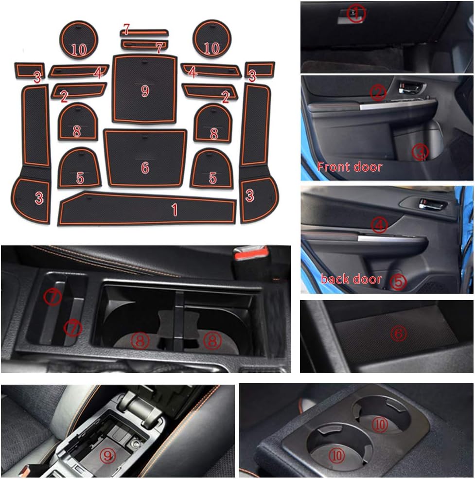 Maite for Subaru XV 2015-2017 Door Slot Mat Non-Slip Cup Holder Mats Gate Slot Storage Pad Car Interior Decoration (19Pcs)