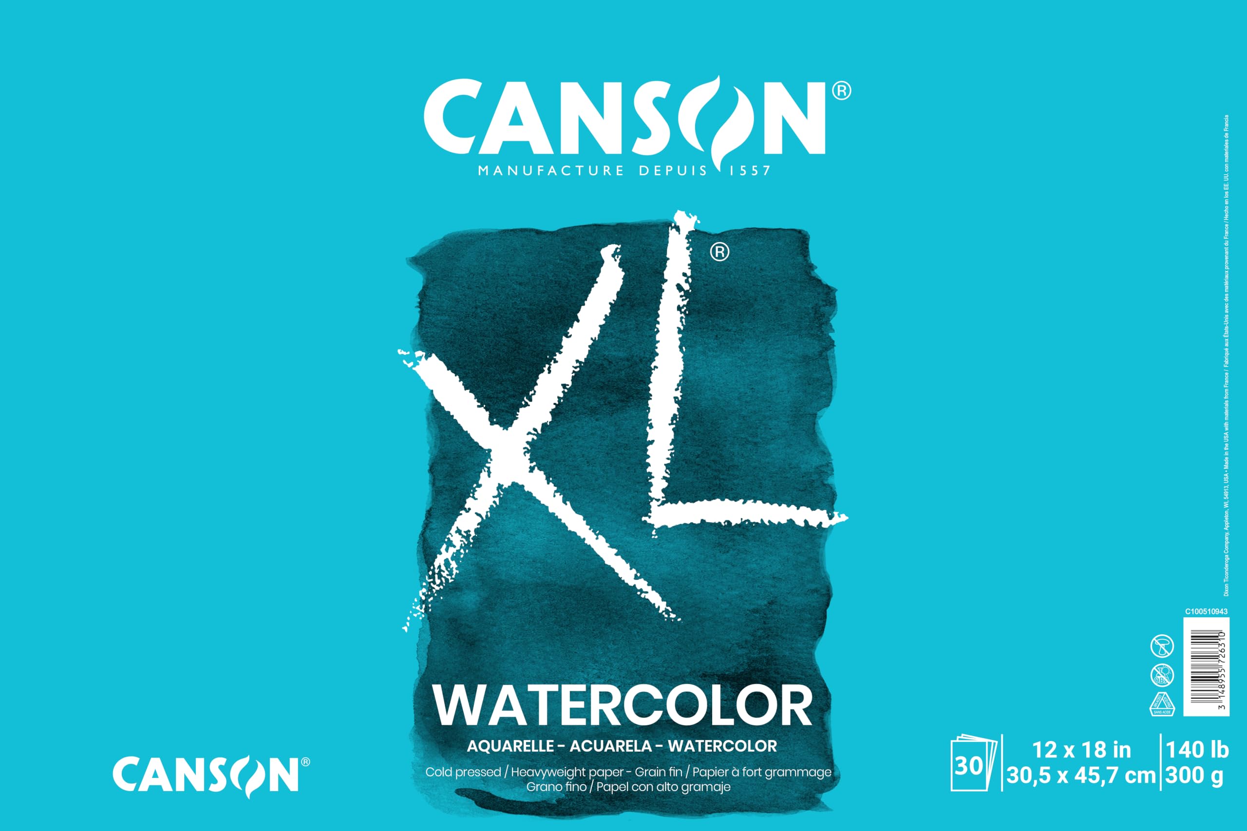 XL Series Watercolor Textured Paper Pad for Paint, Pencil, Ink, Charcoal, Pastel, and Acr…
