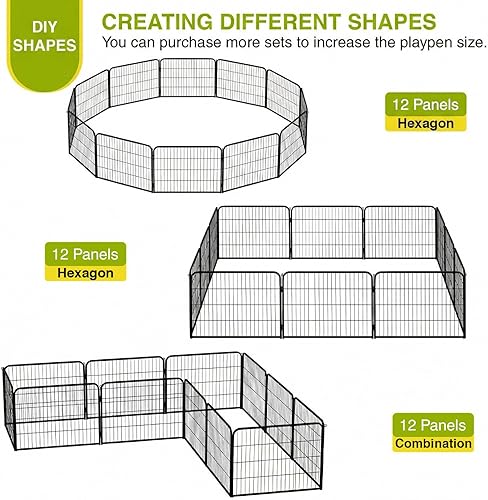 Vista 155 de BestPet - Corralito de 24/32/40 pulgadas de altura para perros de todos los tamaños, 8/16/24/32 paneles, para ejercicio al aire libre, con puertas