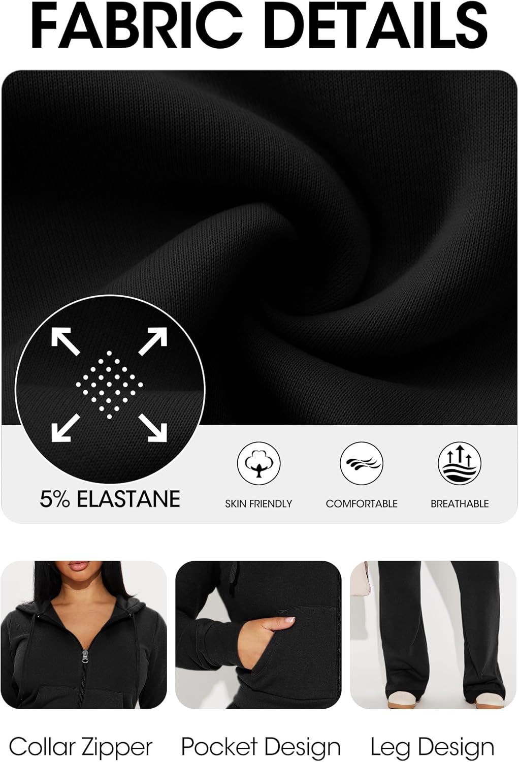 CLOCOR Women 2 Piece Outfits Sweatsuit Long Sleeve Zip-Up Hoodie Fall Winter Casual Jogger Sweatsuit Sets with Pocket - Image 7