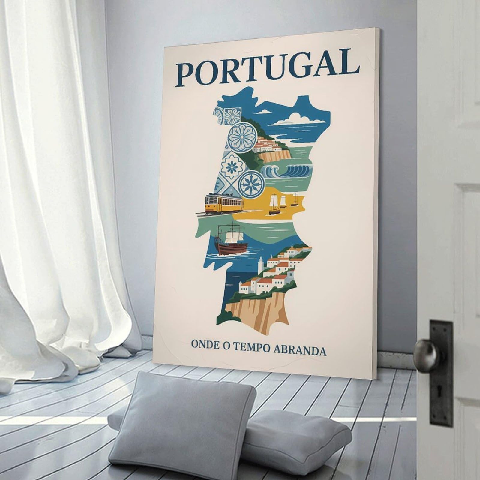 Junmoney Portugal Travel (3) Wall Art Print, 20x30inch(50x75cm), for Study, Office Or Focused Interiors, Home Office Artwork with Decorative Appeal