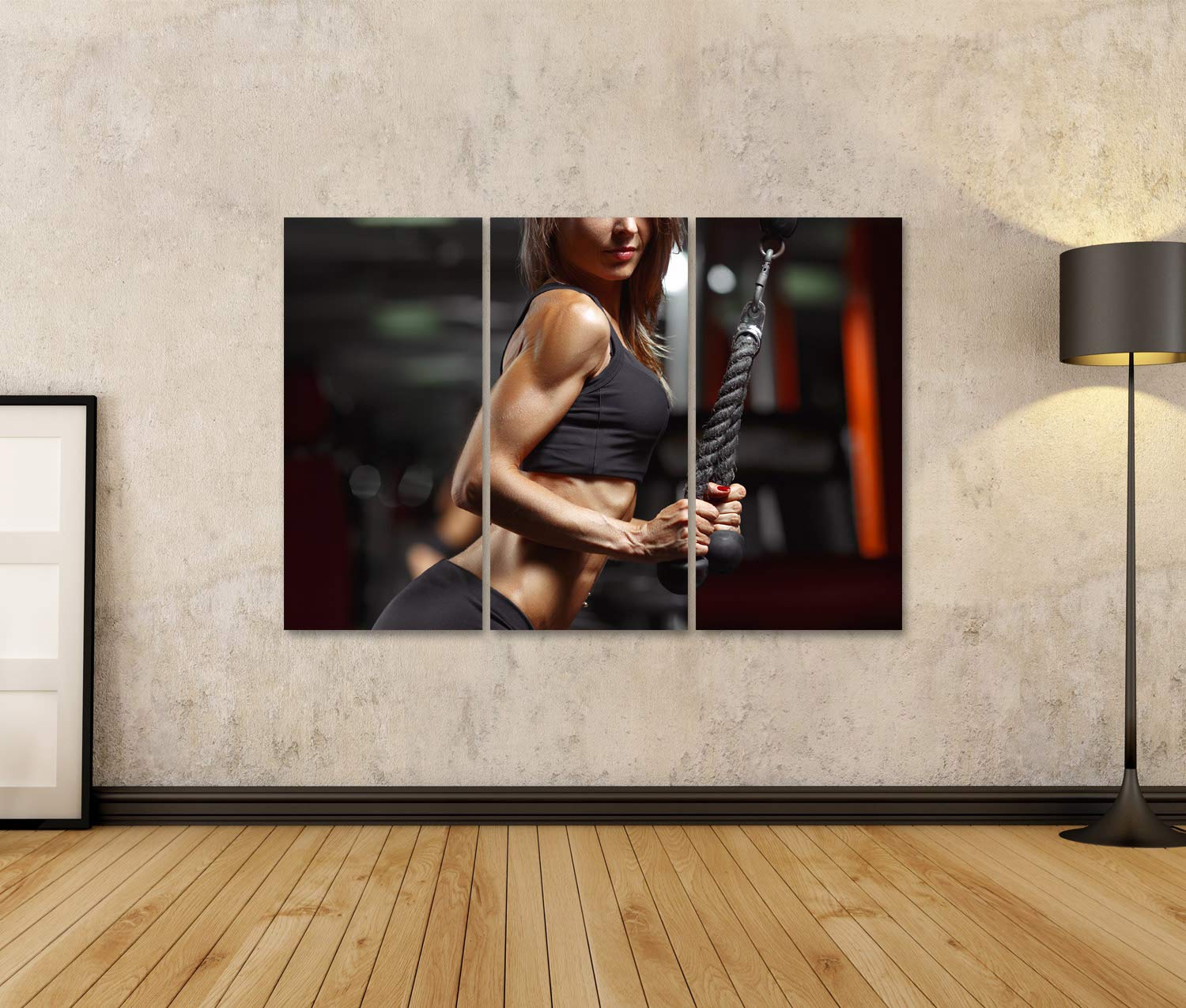 Quadro su tela Fitness Donna in Palestra Giovane Donna Potenza Esercizi Fitness Palestra Quadro Quadro su Tela Immagini per Soggiorno GCBF-3P
