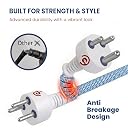 Ezoubuy 3 Pin Cotton Threaded Male to Female Electric Extension Cord – Heavy-Duty Expandable Power Cable with Stylish Braided Design (Blue) gallery image