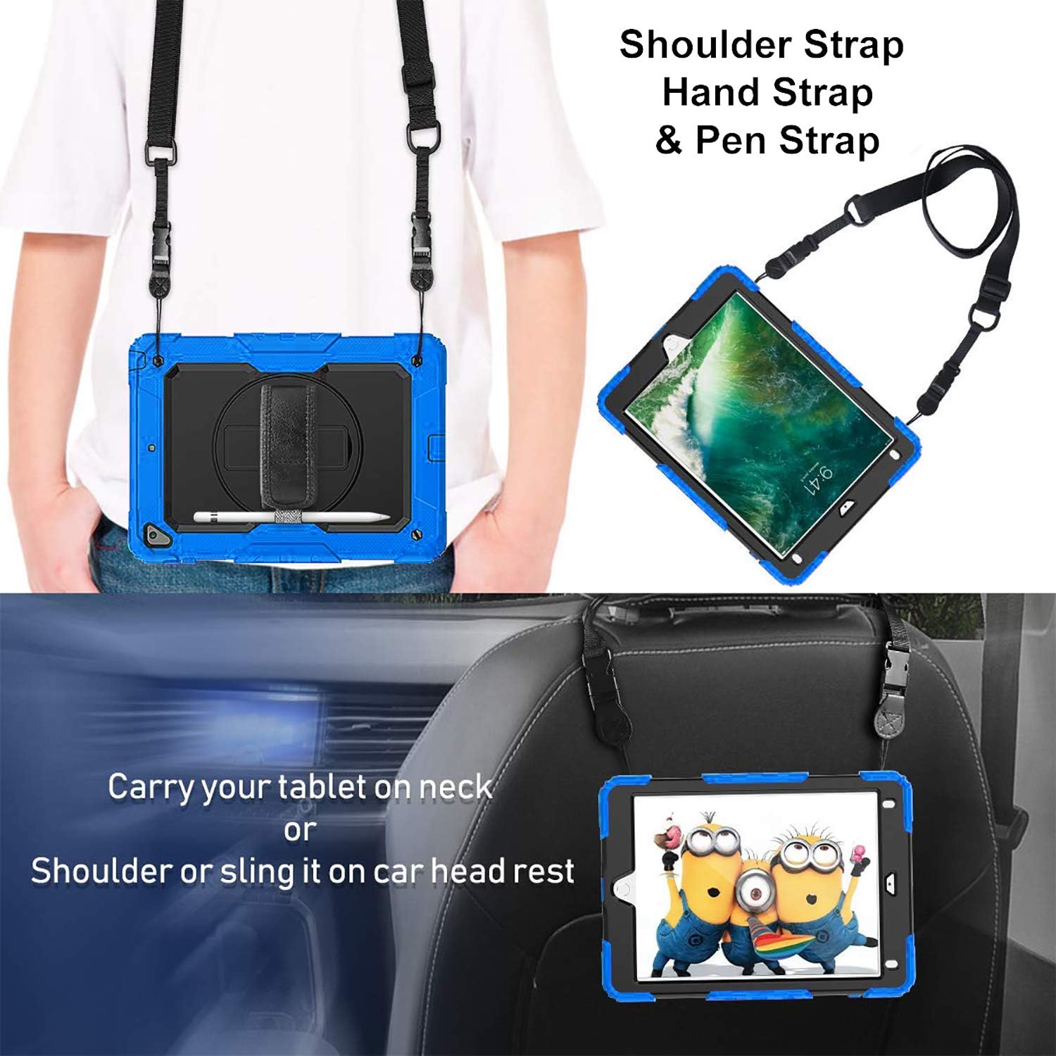 DuraSafe Cases for iPad 7.9 Inch Mini 4 2015 Mini 5 2019 [ Mini 4th / 5th Gen ] A1538 A1550 A2133 A2124 A2126 A2125 Built-in Kick Stand Heavy Duty Rugged Case - Sky Blue