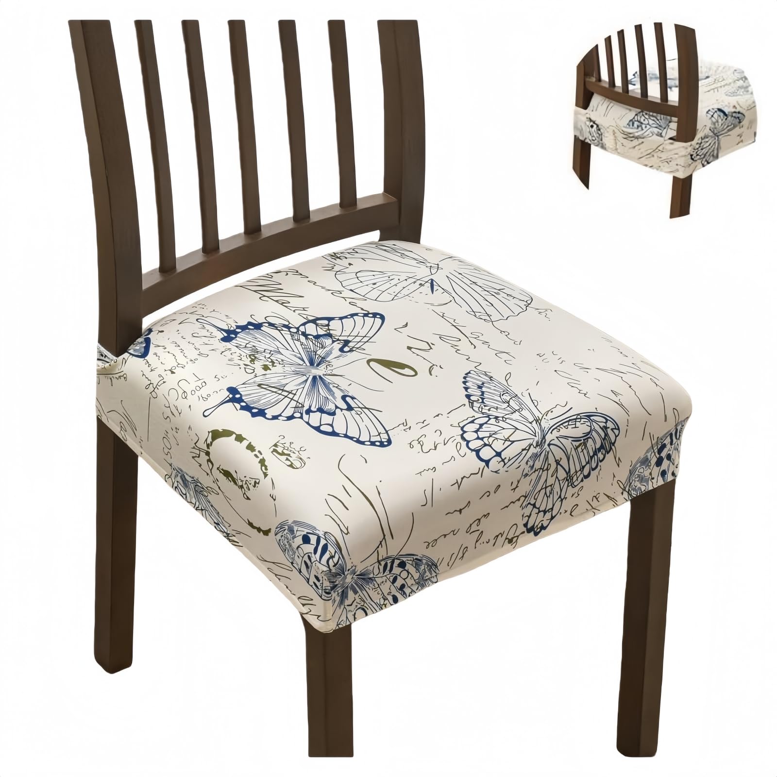 Dining Chair Covers Set of 6, Seat Cover Cushion Protector (Butterfly)