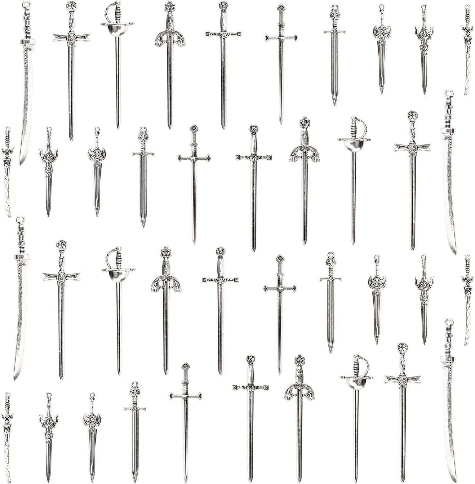 Windspeed Silver Antique Swords Bookmark Set- 40 Pcs, Ancient Sword Pens for Book Lovers