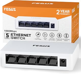 FEDUS NEXTPORT-5000, 5 Port Gigabit Ethernet Switch, 1000Mbps 1 to 4 LAN Network Splitter Hub, Unmanaged, Plug & Play, Fan Price In India