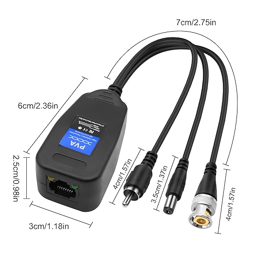 Balun Pasivo de Video MEIRIYFA 2 Pares RJ45 BNC RCA para CCTV miniatura 5