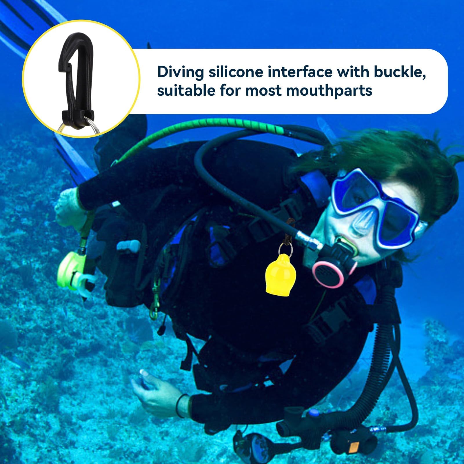 Agatige Boccaglio Silicone Snorkeling Regolatore con Gancio Carabiner Accessori Immersioni Giallo