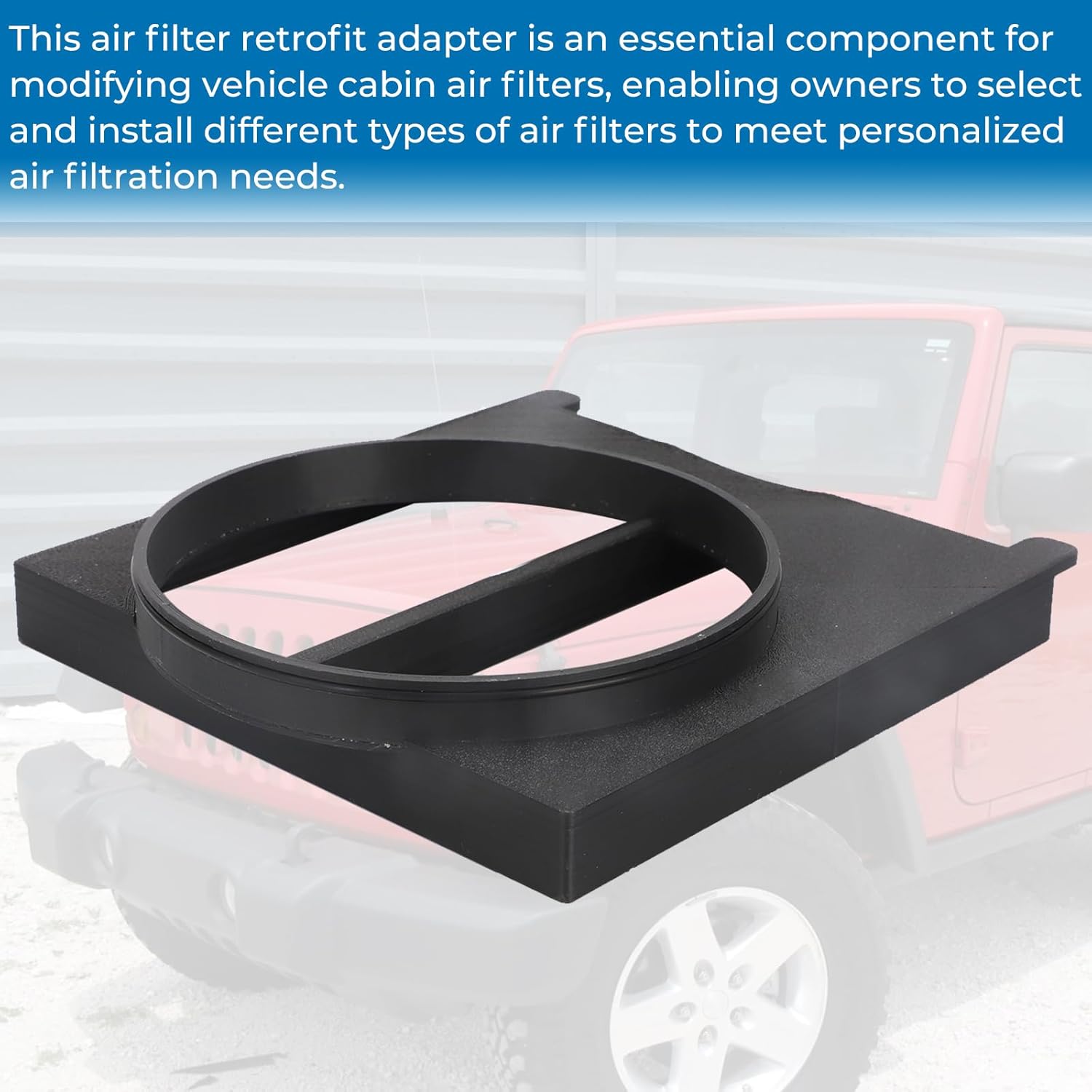 Alpha Rider Cabin Air Filter Retrofit Adapter for 2007-2011 Jeep JK/JKU Wrangler - Filter Not Included (Black)