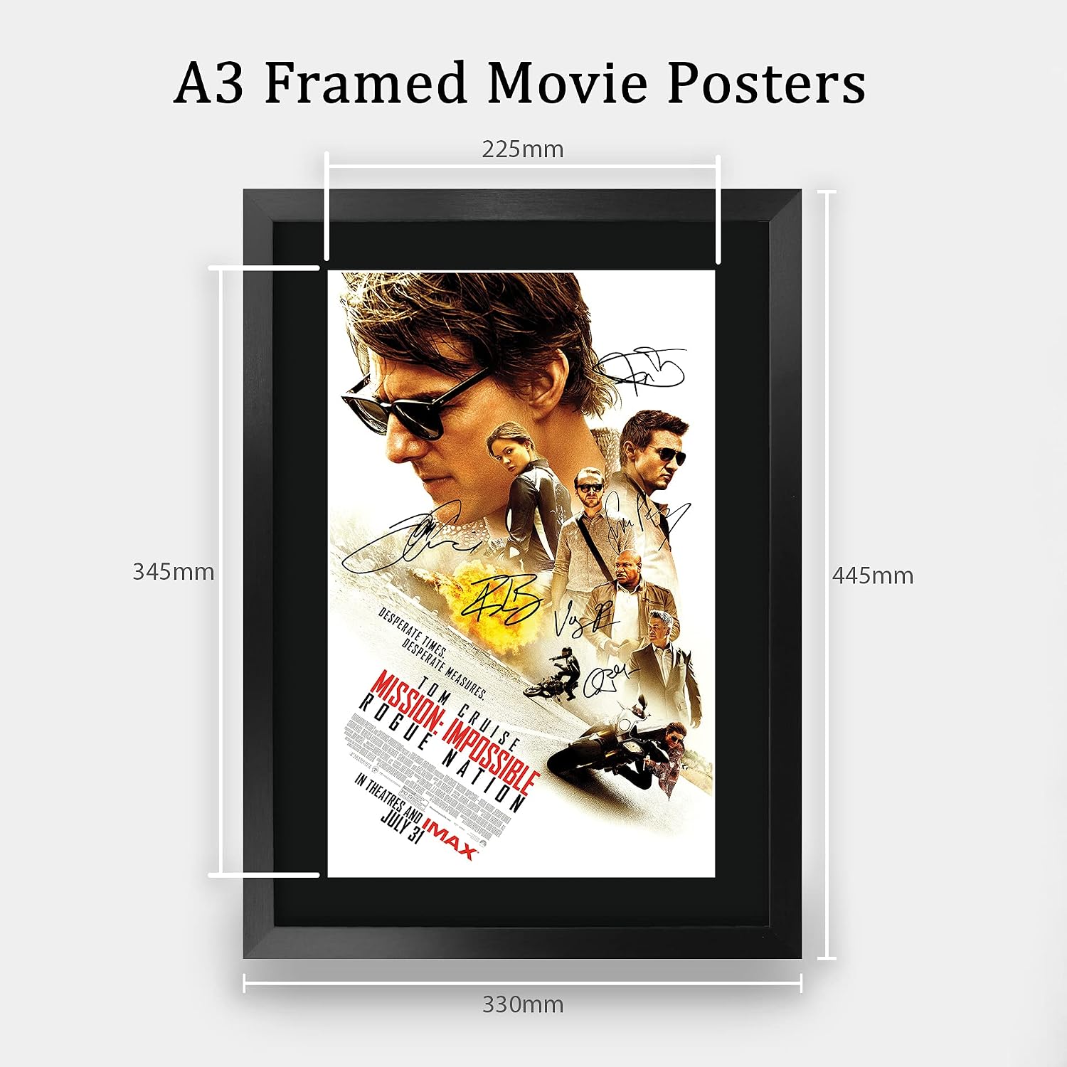 HWC Trading Mission Impossible 5 Rogue Nation Movie Poster Tom Cruise 16 x 12 inch Framed Gifts Printed Poster Signed Autograph Picture for Movie Memorabilia Fans - 16" x 12" Framed image 2
