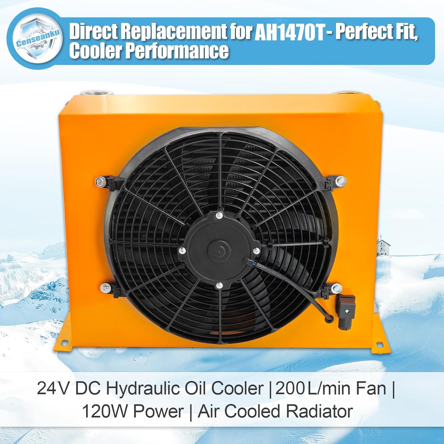 AH1470T-CA DC24V 200L/min Fan Hydraulic Oil Cooler 120W 2MPa Hydraulic Air Cooler Air Cooled Oil Radiator Replace# AH1470T