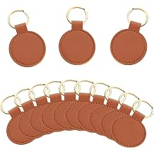 Meetppy 15 PCS PU Leather Keychain Blanks Double Side Leather Keychain Kits with Key Rings for DIY Craft Laser Engraving Keychain