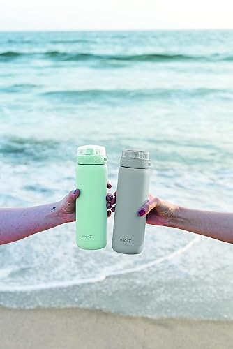 Ello Cooper 32oz Stainless Steel Water Bottle with Straw and Carry Handle, Double Walled and Vacuum Insulated Metal, Leak Proof Locking Lid with Soft Silicone Spout, Reusable, BPA Free, Grey 2
