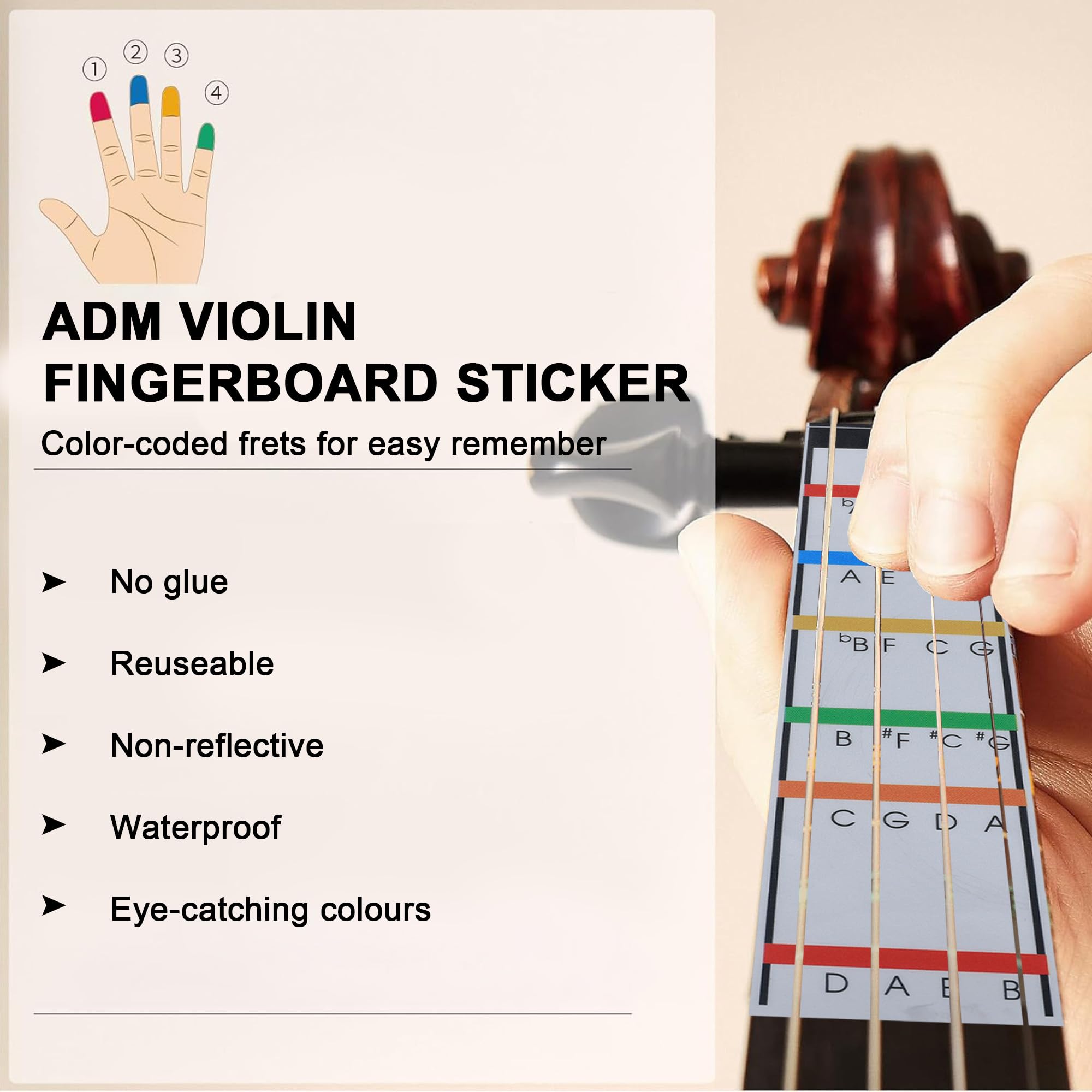 ADM Violino acustico per principianti 4/4, set di violino in legno massello di ebano, per adulti, adolescenti, studenti, starter kit con custodia rigida, spalliera, arco, leggio musicale, corde