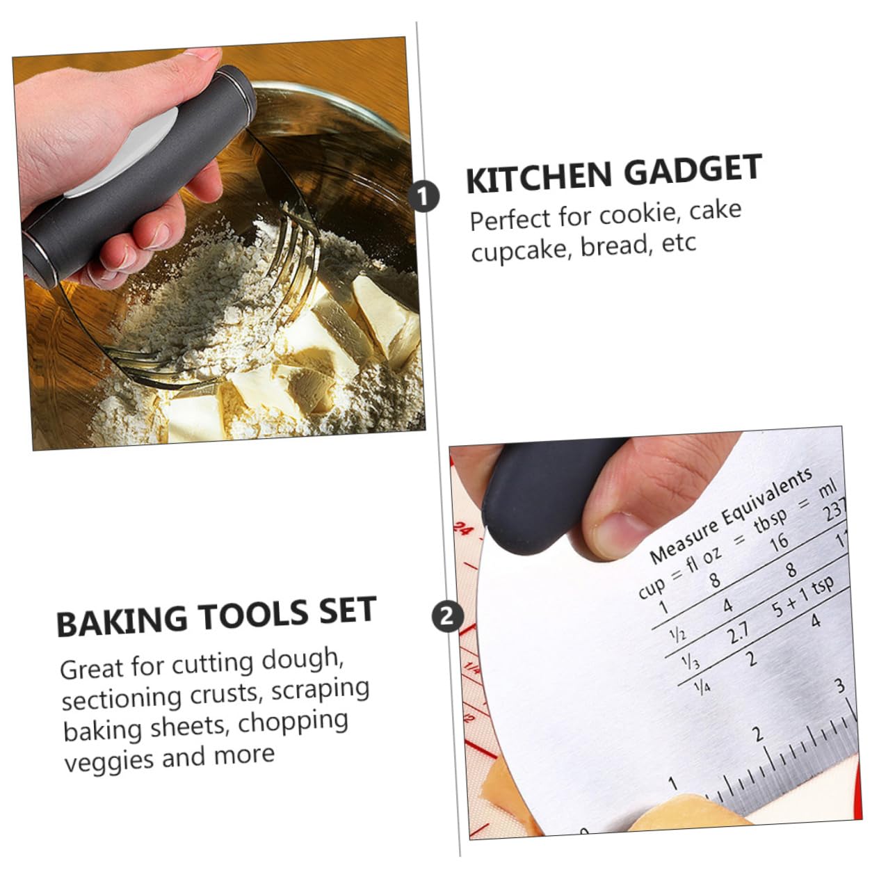 Ausstechformen Satz aus Edelstahl mit Maßskala zum Backen | Silber, Präzises Schneiden von Teig und Gemüse, zum Schaben von Blechen bei Backarbeiten