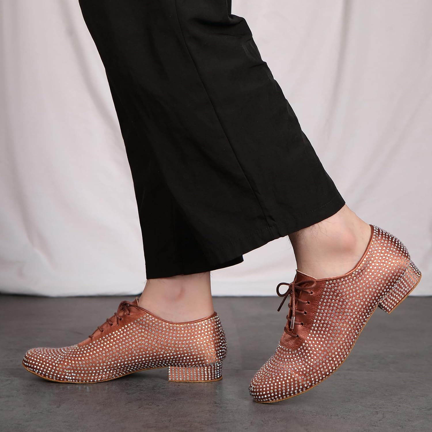 HIPPOSEUS Men's Rhinestone Latin Ballroom Dance Shoes Suede Sole Wedding Party Dance Pums,Model YC