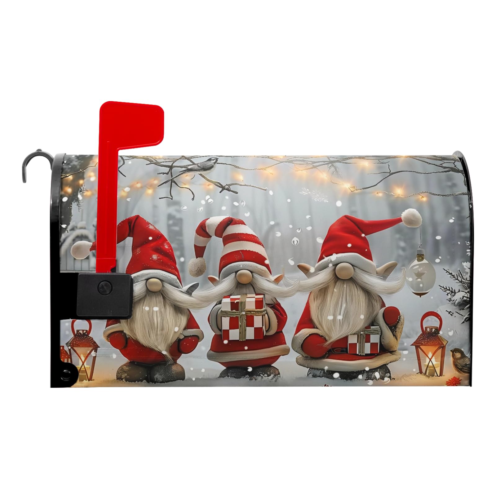 Winter Mailbox Covers Magnetic Winter Gnomes Mailbox Cover Magnetic Decor Post Letter Box Cover Standard Size 21" X 18" Holiday Garden Mailbox Wraps for Outside
