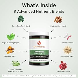 ACTIVATEDYOU Morning Complete Daily Wellness Greens Superfood Drink Mix for Gut Health w/Prebiotics, Probiotics, Antioxidants, Green Superfoods, 10 Billion CFUs (3 Pack, Apple Cinnamon)