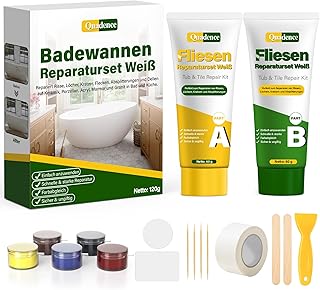Waschbecken Reparaturset Keramik Weiß, Fliesen Reparaturset für Porzellan, Fiberglas, Keramik, Reparatur von Rissen, Sprüngen und Löchern auf Waschbecken, Duschwanne (Tube A &Tube B)