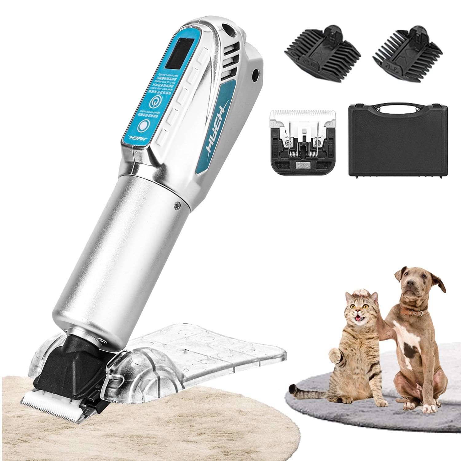 Kit Toelettatura Professionale Senza Fili per Animali Domestici - Tagliapelo per Cani con Display LED, Lama Rimovibile, 5 Velocità, Tagliacapelli Silenzioso Adatto per Cani, Gatti, Pecore e Tappeti
