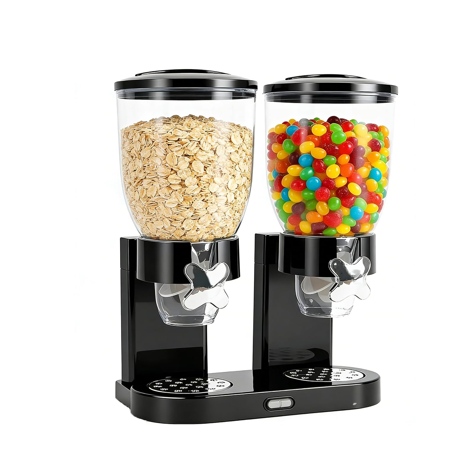 Cereal Dispenser Countertop 2L, Luftdichter Müslispender für die Organisation des Küchenvorratsraums, Müslispender Set Luftdichte Behälter für Müsli, Reis, Körner, Süßigkeiten (Double 4L Black)