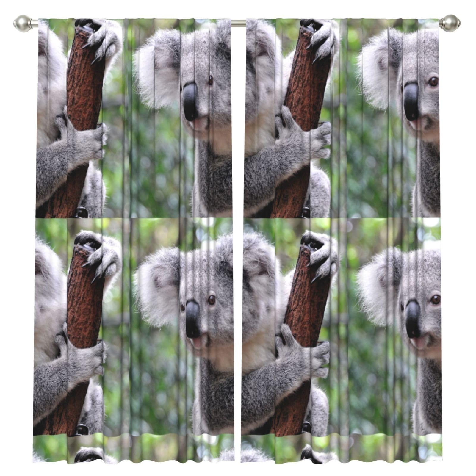 InOmak Koala On Branch, 2 Panels Window Curtains 52 x 84 Inch Blackout Curtains for Living Room Bedroom