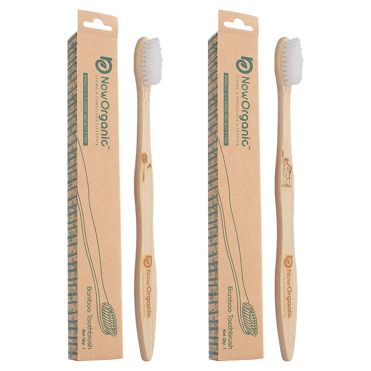 Now Organic brand Eco-Friendly Oral Care : Embrace sustainability with our bamboo toothbrush, a planet-friendly alternative to plastic Bamboo toothbrush (2, White)-image-46
