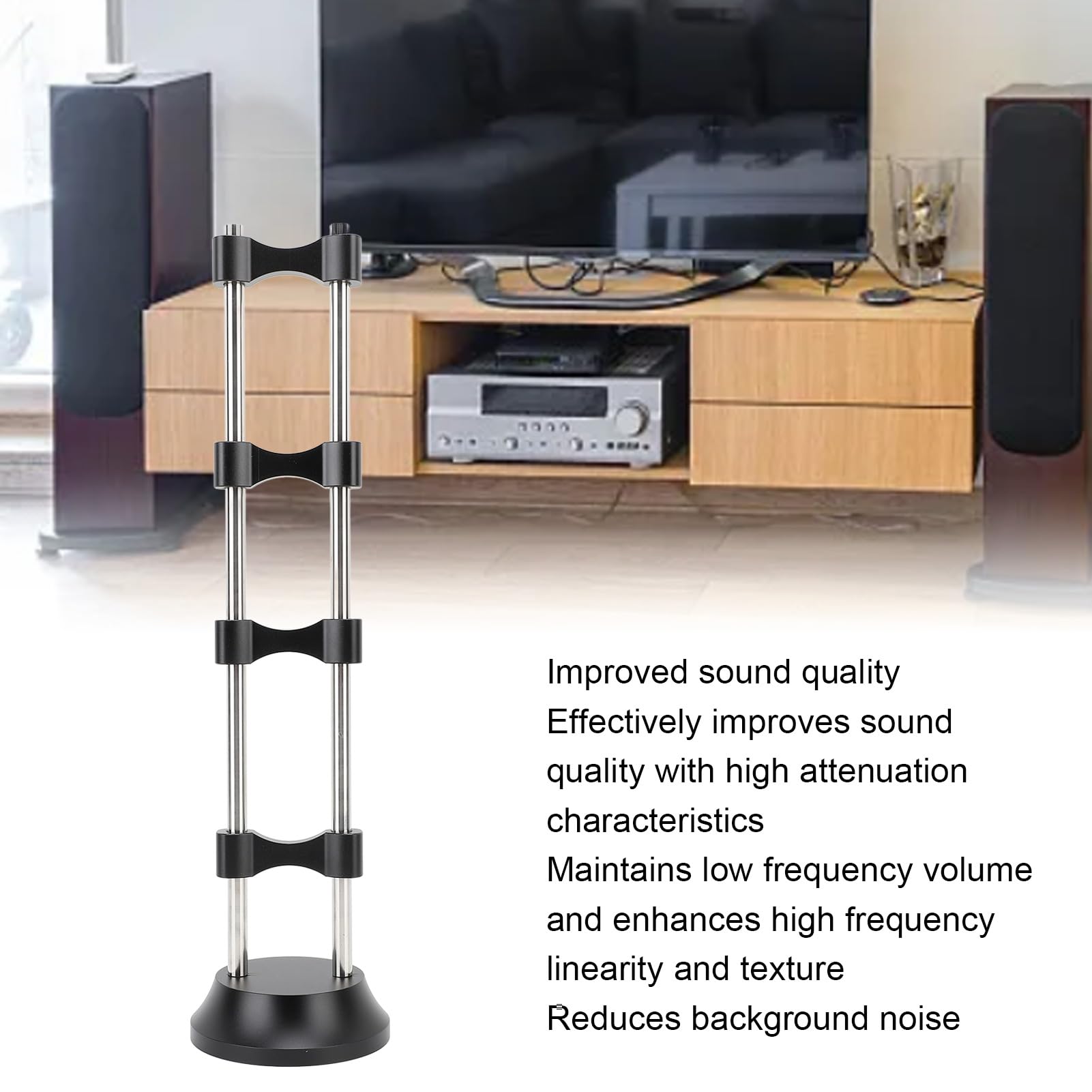Stojak do Podnoszenia Kabli ze Stali Nierdzewnej HiFi Redukcja Wibracji Organizator Stojak na Głośnik Instrument Muzyczny, Czarny, 15,83 Cala, do Wtyczki Kabla HiFi