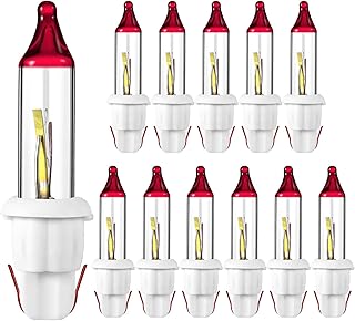 Ganeen Christmas Replacement Mini Light Bulbs 3.5V Incandescent Bulbs Clear Flasher with Base Indoor Outdoor Lights Decorations for Bedroom Classroom Xmas Tree Lights(White, 12 Pcs)