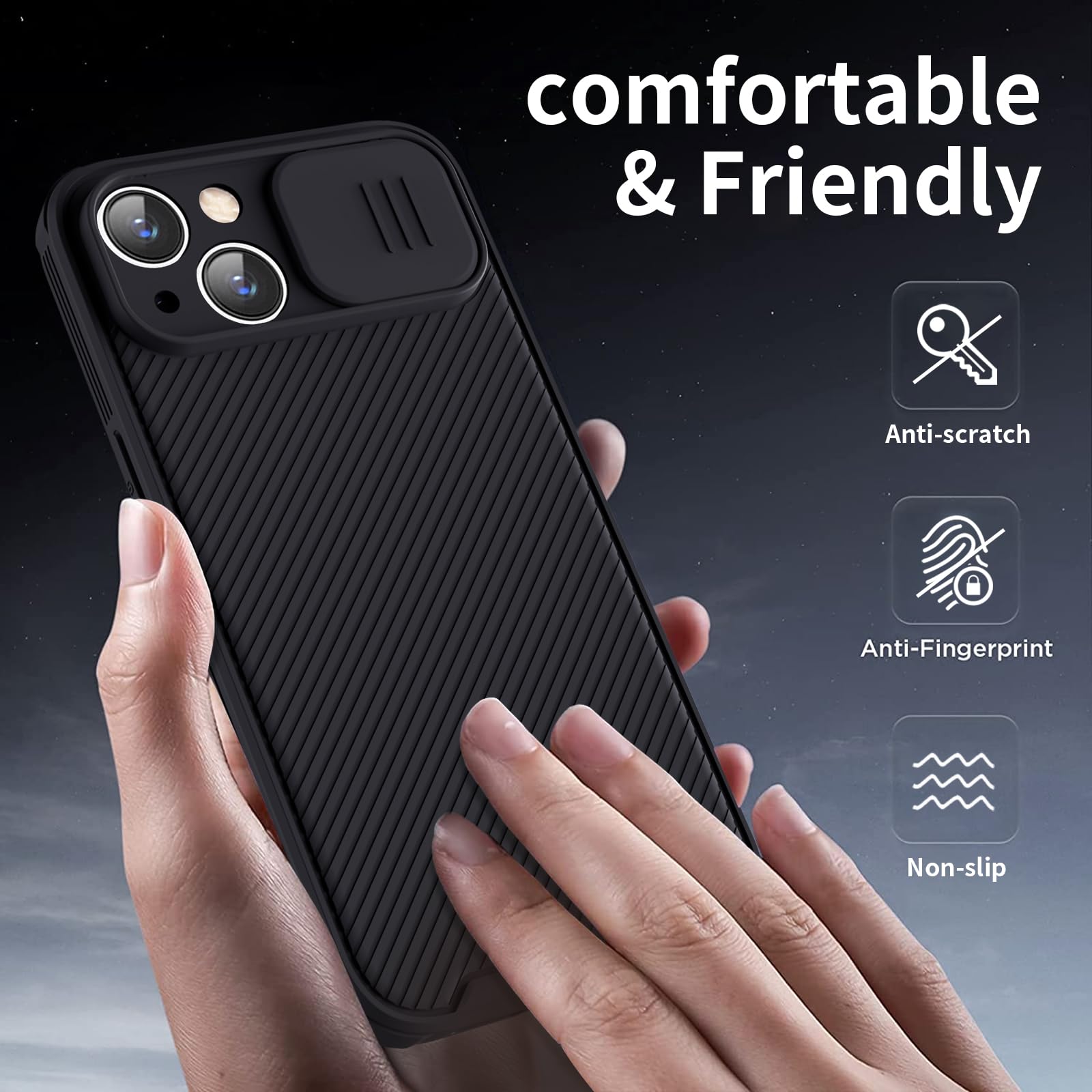 Hitaoyou Custodia Per IPhone 15 Con Protezione Fotocamera E Anello Supporto – Antiurto Grado Militare – Cover Nera Con Attacco Magnetico Per Auto
