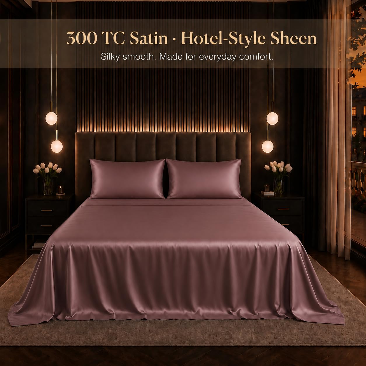 Cloth Fusion Flat Satin Bedsheet Double Size 90x100 inch