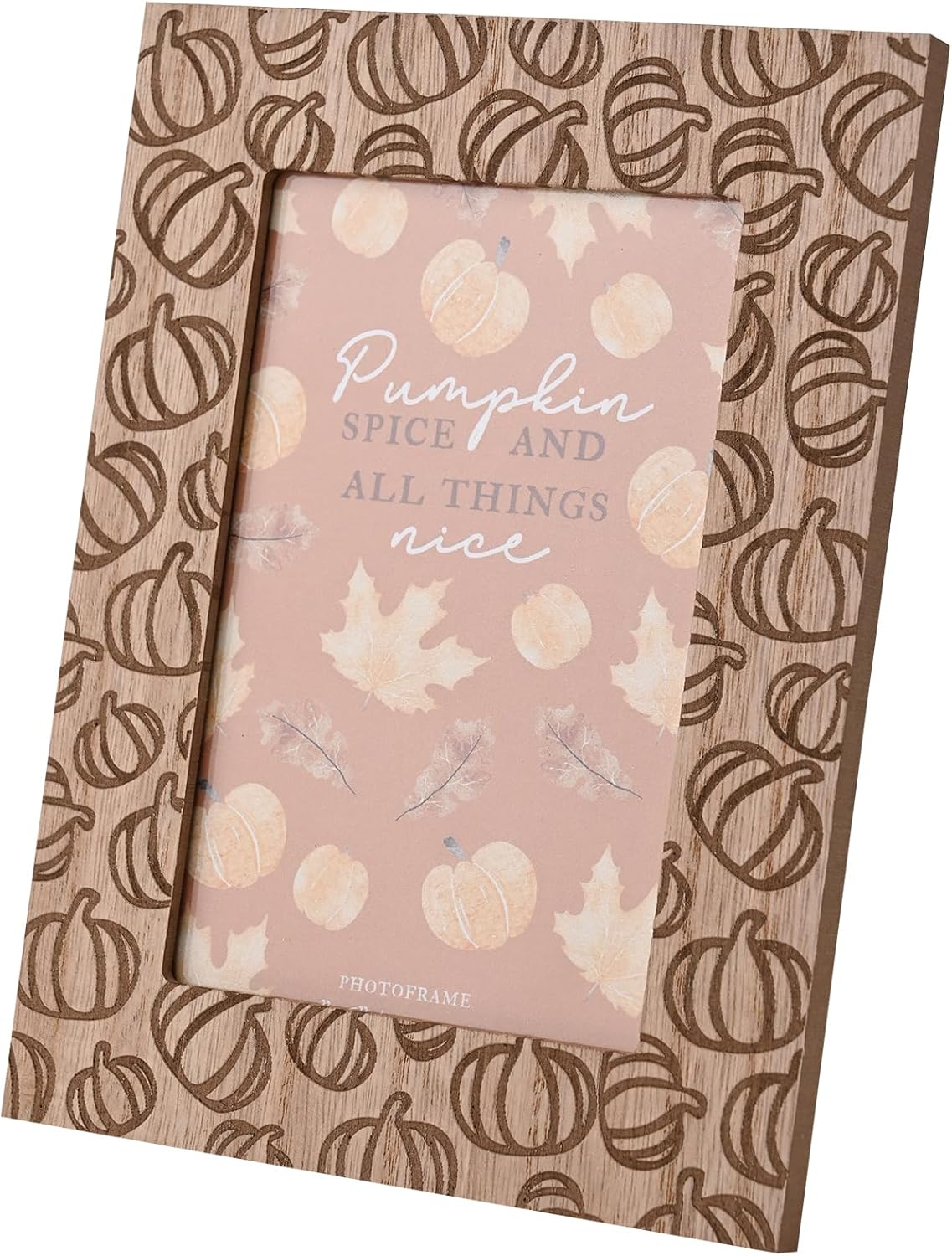 Widdop and Co. - Country Living - 'Pumpkin Spice & All Things Nice' Self Standing Photo Frame 4" x 6" - Pumpkin Autumn Home Décor Single Aperture Living Room, Kitchen or Bedroom. H: 20cm x W: 21.5cm.