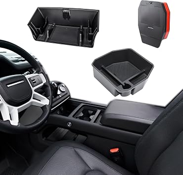 Center Console Organizer Compatible with 2020-2024 Land Rover Defender Armrest Storage Box and Armrest Hidden Tray Middle Console Organizer Interior Accessories-NOT for Refrigerator Version