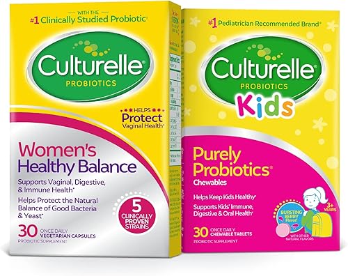 Culturelle Probiótico diario masticable para niños (30 unidades) + probiótico para mujeres con cepas probióticas para apoyar la salud digestiva,