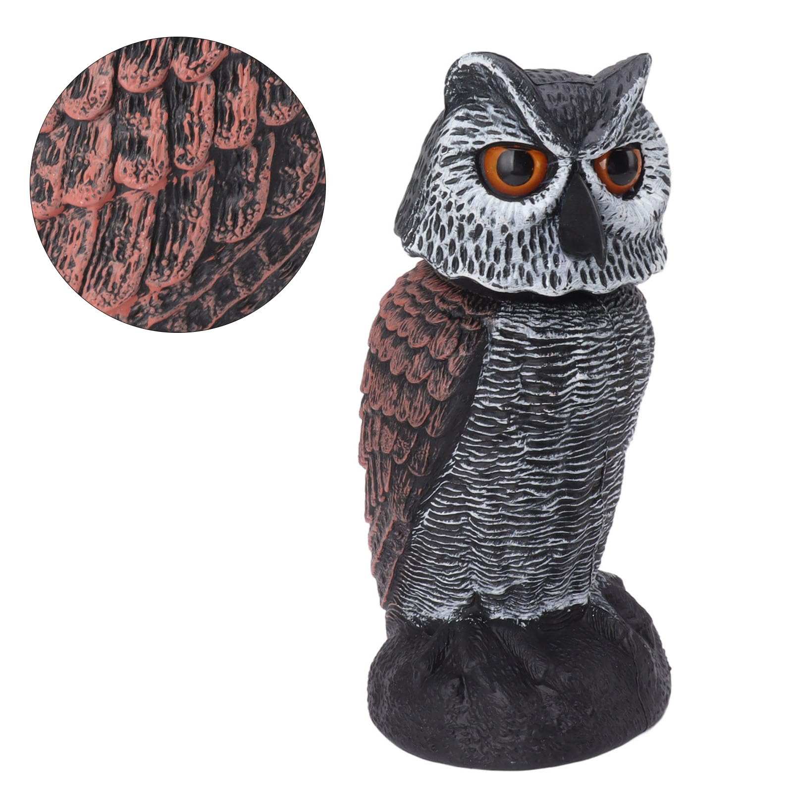 Hibou Ailé Avec Son, épouvantail Hibou Tête Rotative à 360 ° Pour Effrayer Les Oiseaux, Fausse Chouette Pour Extérieur, Protection Contre Les Oiseaux