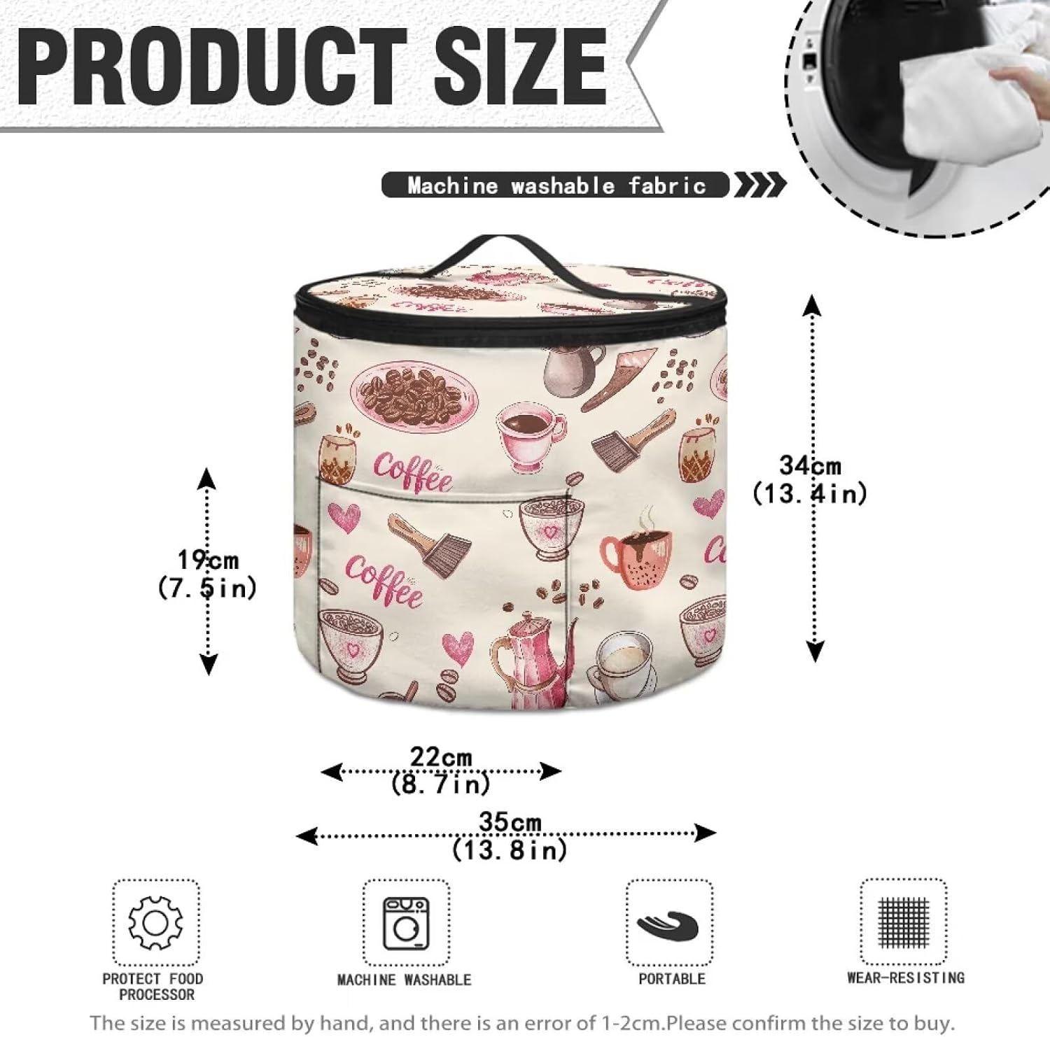 Coffee Appliance Dust Covers for Kitchen Pressure Cooker Dust Cover Easy to Clean Dust Cover Carry Bag for 6 Quart Pressure Cooker Air Fryer Carry Bag Zipper Closure