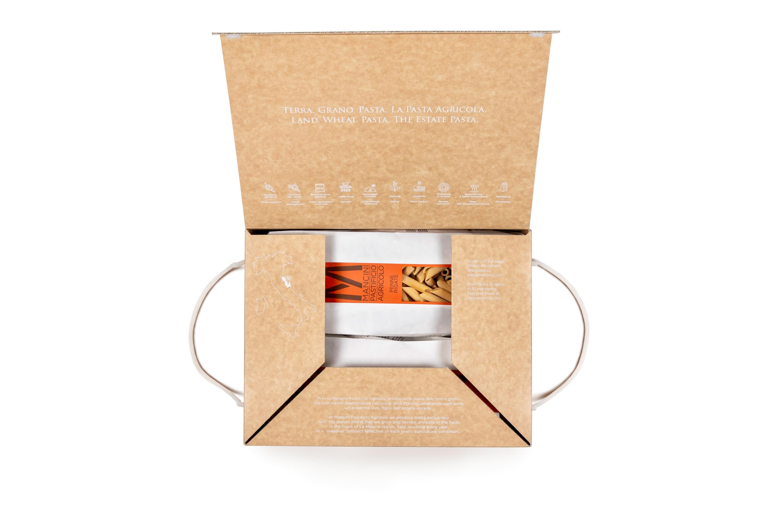 Pasta Mancini Handy Pasta 3 kg – Gift Box 6 formati artigianali Spaghetti, Linguine, Fusilli, Penne Rigate, Paccheri, Spaghettoni Quadrati – grano duro 100% italiano trafilata al bronzo