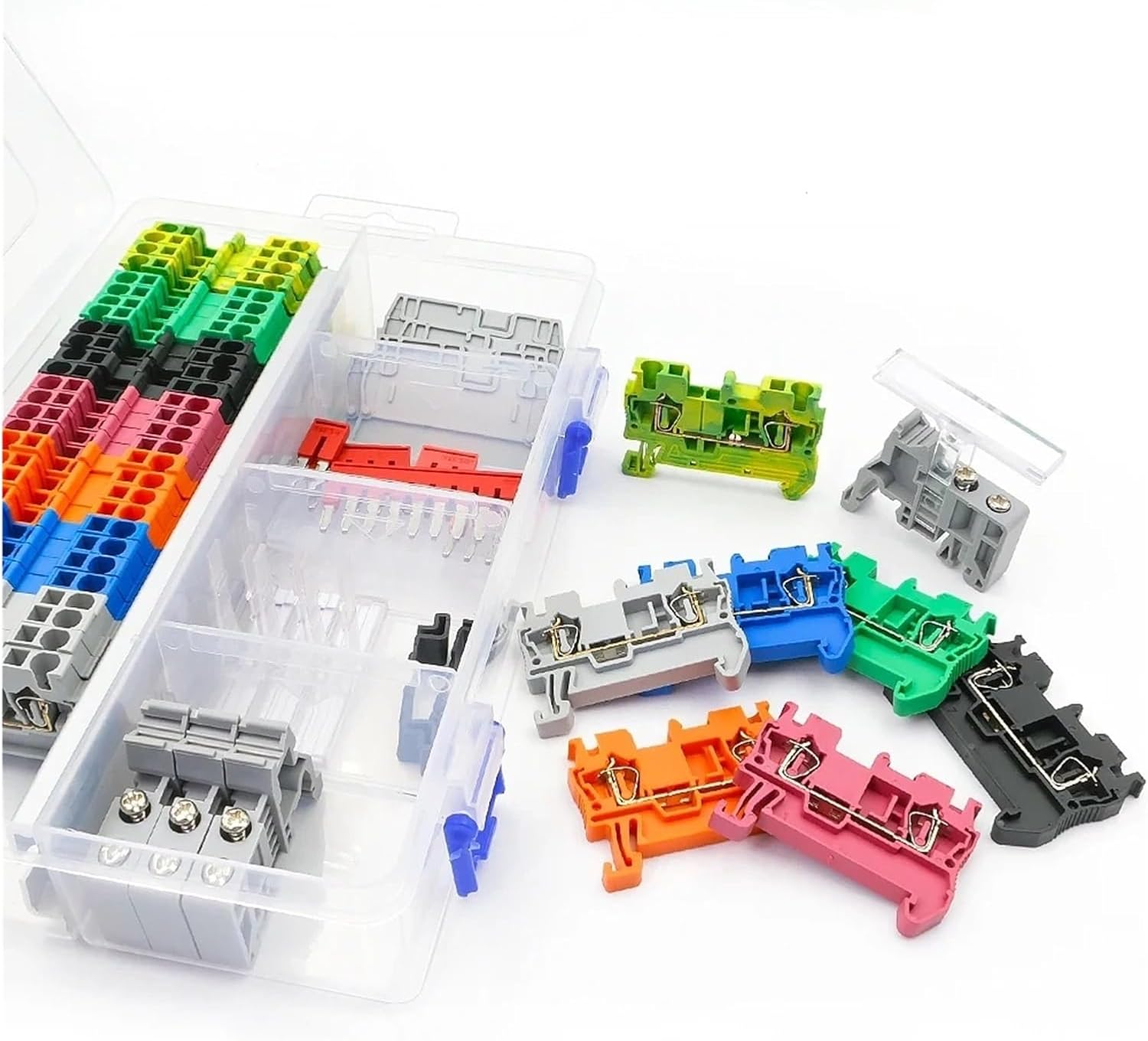 ST2.5 Spring Din Rail Terminal Block Kit End Cover Stop Plug-In Jumper Bridge Marker Strip Assembly Combined 12AWG 1Set VUQLDHAYZ