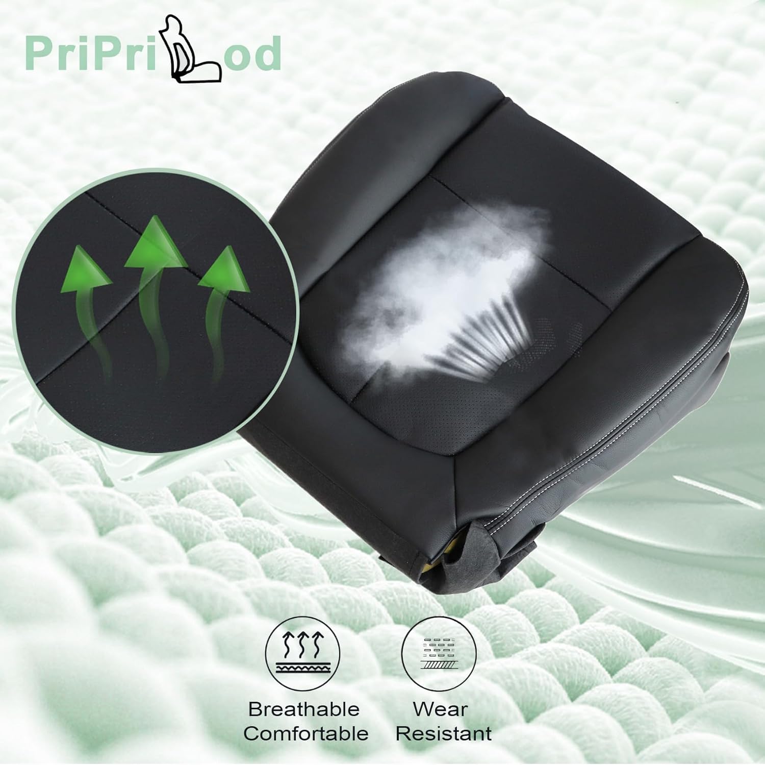 Priprilod Perforated Leather Driver Side Bottom Replacement Seat Cover Black（#B） Compatible with Ford F150 Lariat 2009 2010 2011 2012 2013 2014 40/20/40 & 50/50 Seat Setups