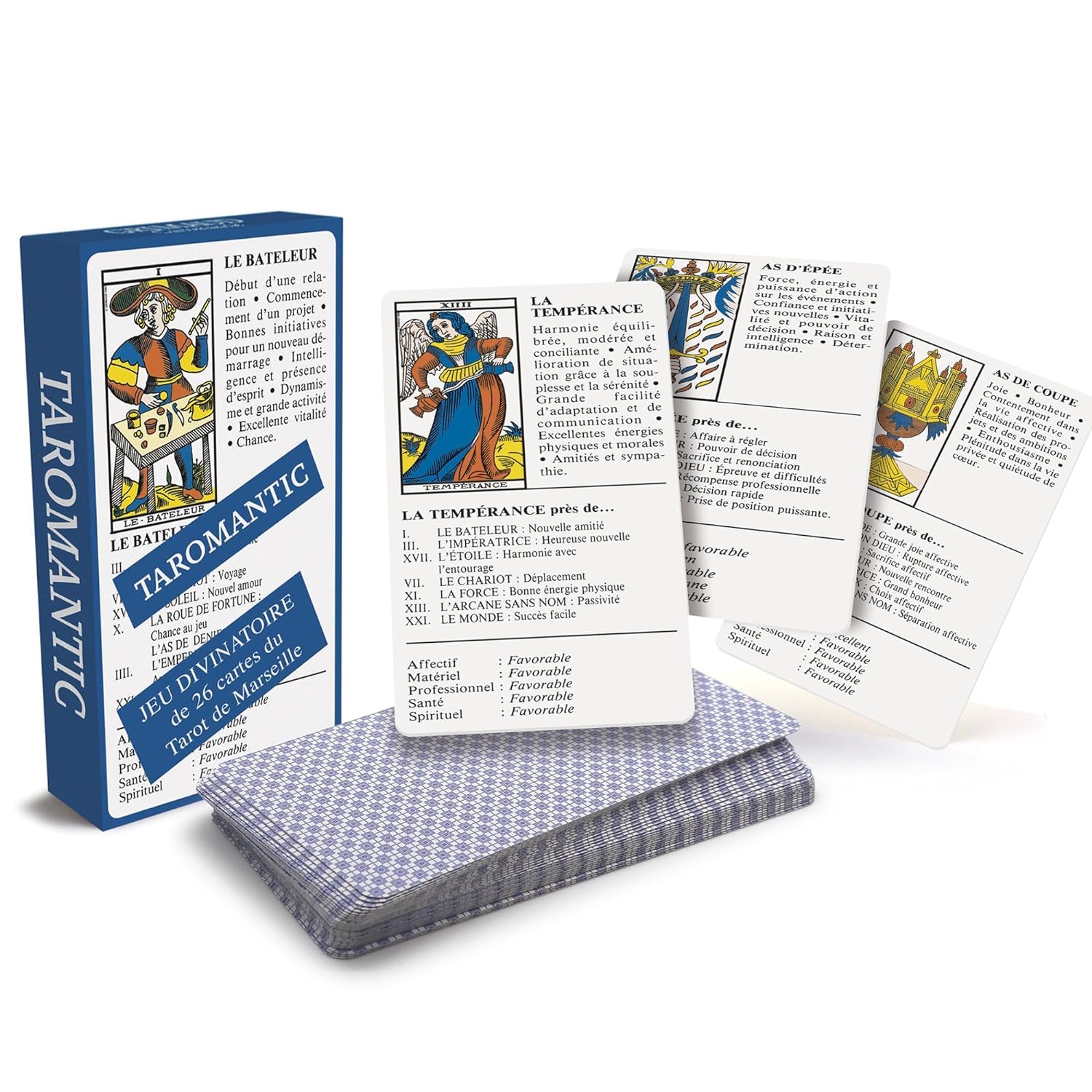 Editions DUSSERRE - Jeu Taromantic 26 Cartes - Divinatoire Inspiré du Tarot de Marseille - Cartomancie Divination - Coaching Personnel - Version Française - 10011453