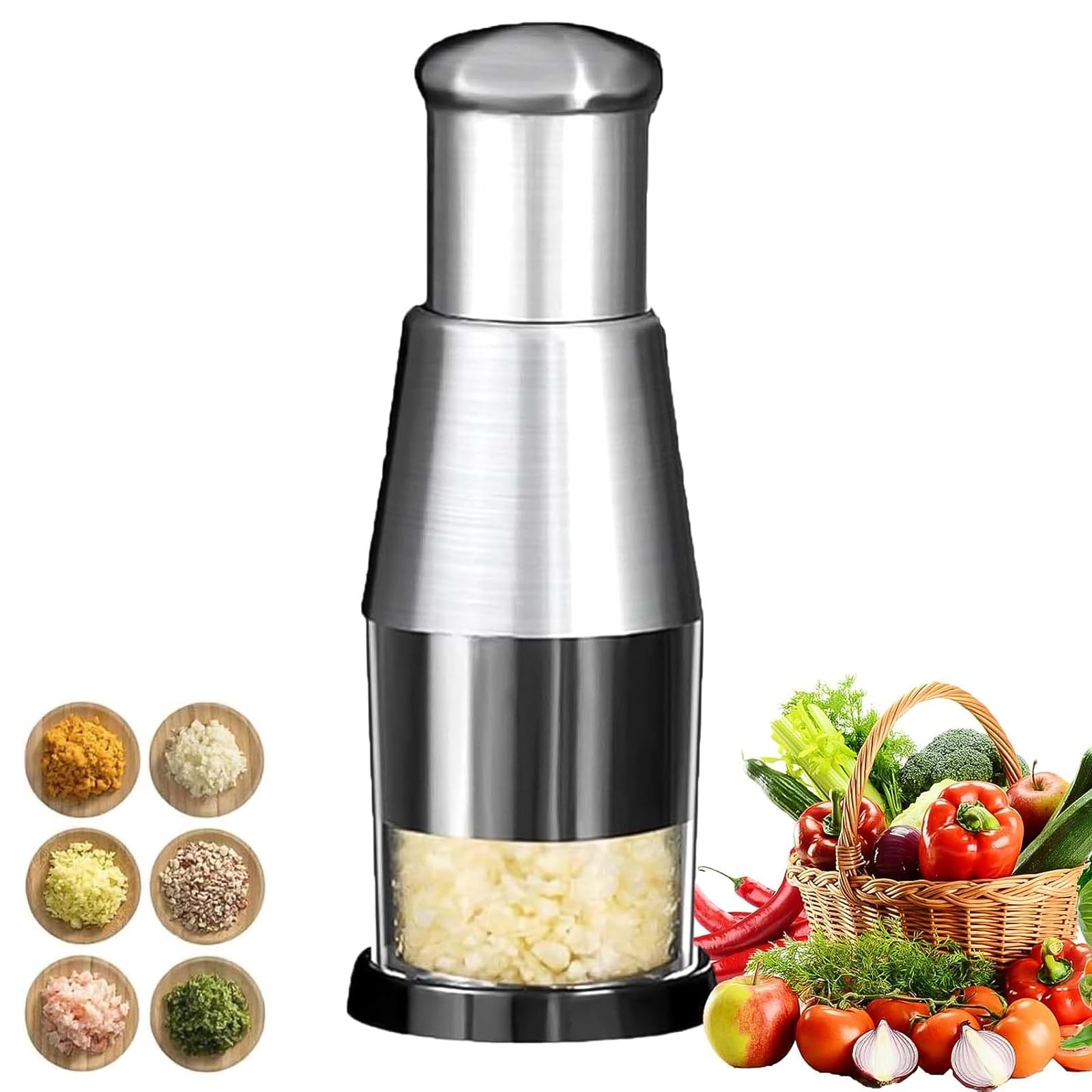 Schiaccia Aglio In Acciaio Inox - Tritatutto Manuale Per Aglio, Zenzero E Cipolle, Nero - Foto 11