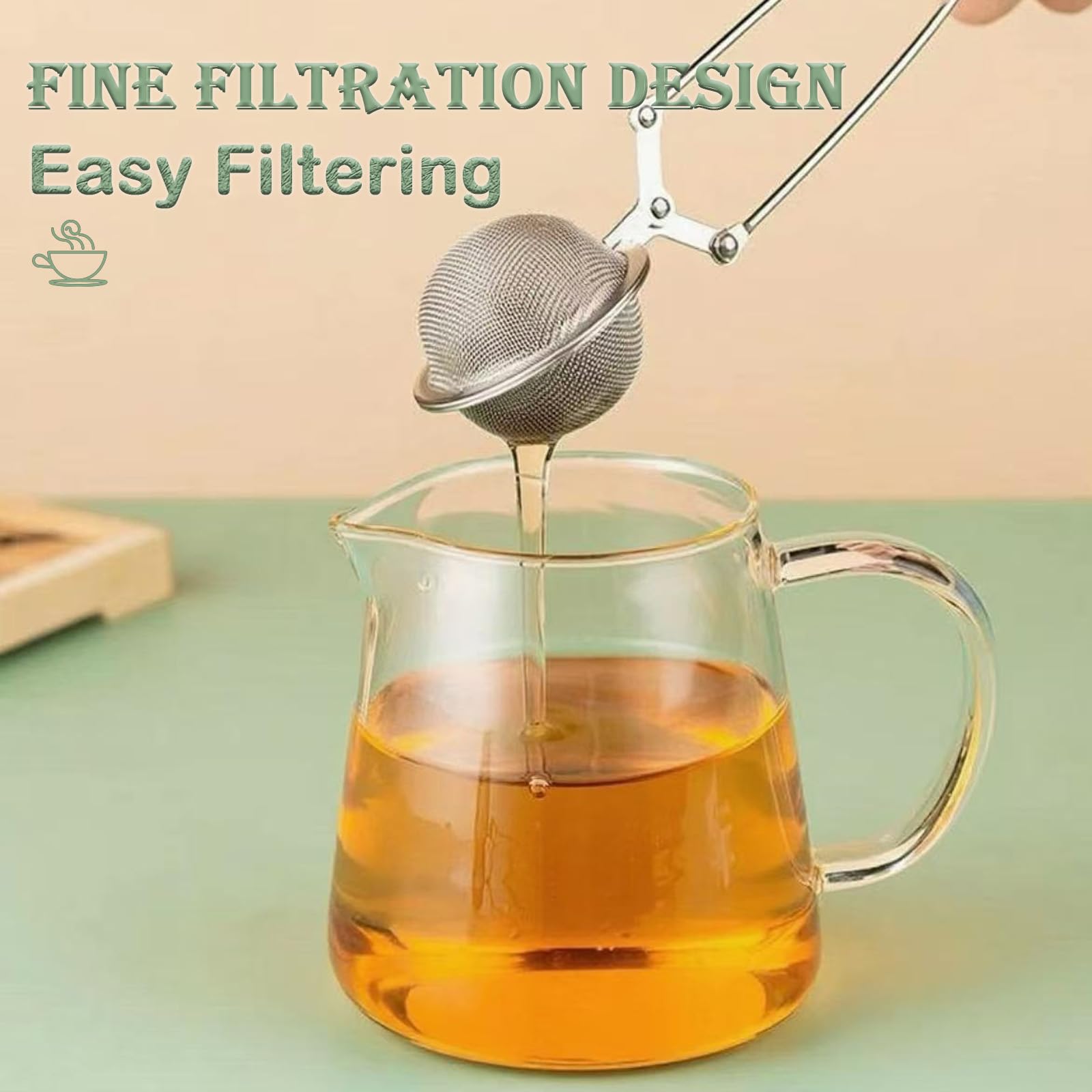 Juego de 3 pinzas de té de acero inoxidable, pinzas de malla fina, infusor de té con forma de bola de 4,5 cm de diámetro, para amantes del té, especias, placer