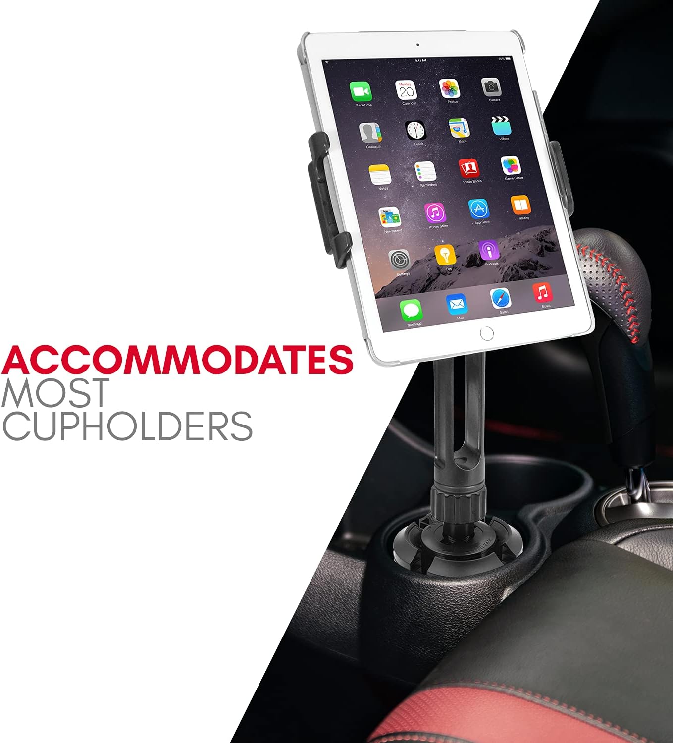 Bеѕt Cуbеr Mоndау 🔥 Macally Heavy Duty Tablet Holder for Car - Works as Cup Holder Tablet Mount or Phone Cup Holder - Fits Devices 3.5 - 8” Wide with Case - Adjustable iPad Car Mount with 360° Rotatable Cradle