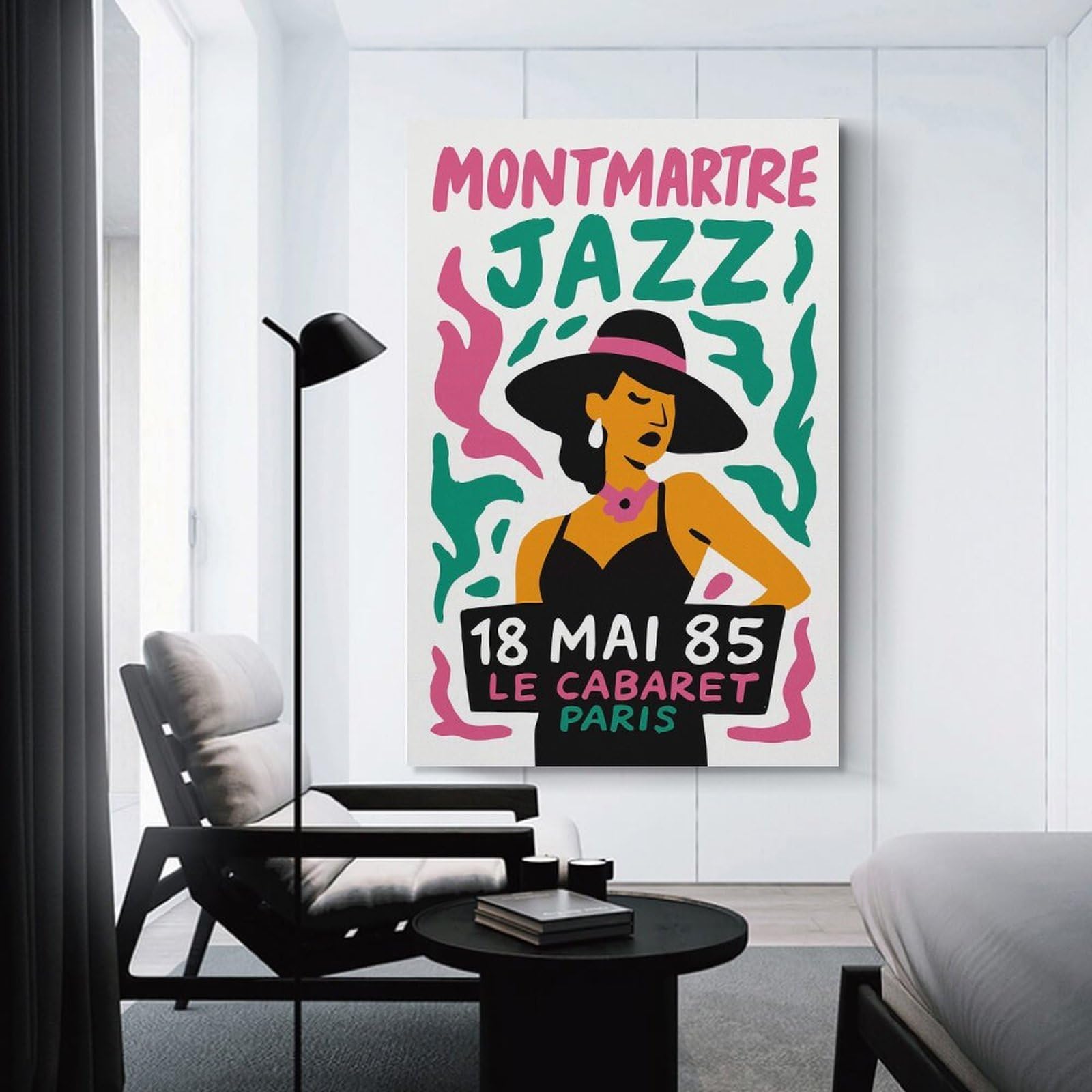 Junmoney Montmartre Jazz Cabaret Canvas Wall Decor 24x36inch(60x90cm), for Workspace Walls, Study Corners Or Bedrooms, Decorative Artwork for Productive Spaces